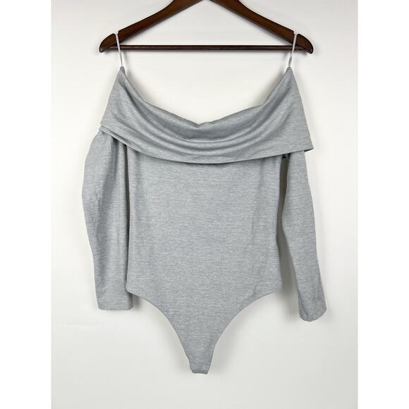 ARITZIA Contour Deco Off Shoulders Gray Bodysuit M - Picture 5 of 11